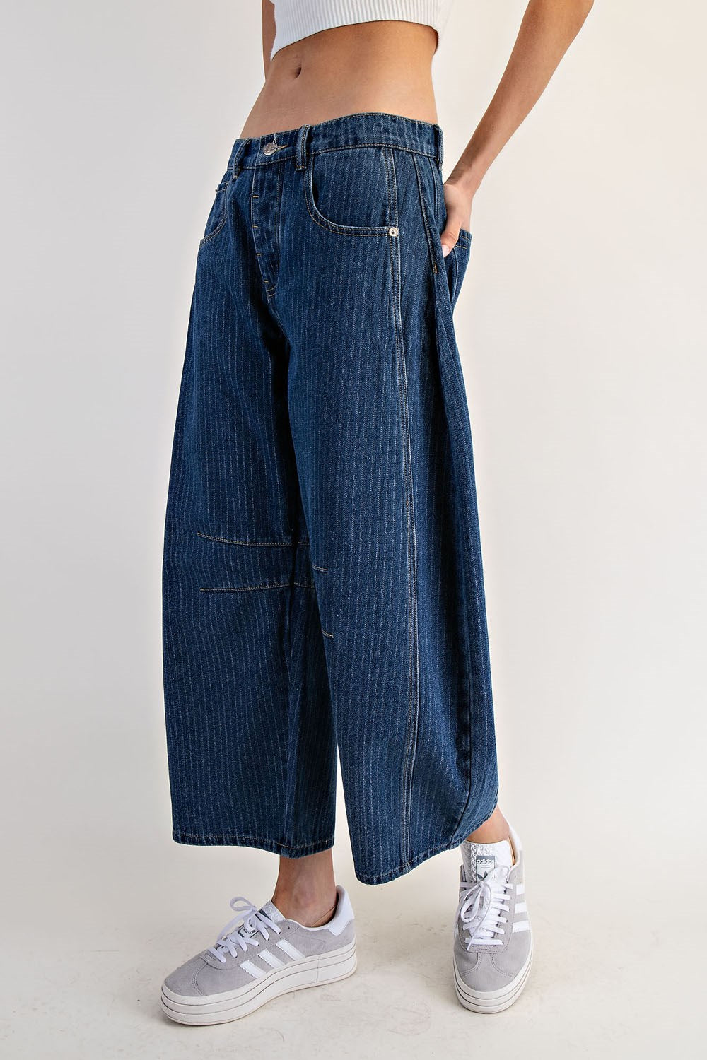 Striped Barrel Leg Jeans