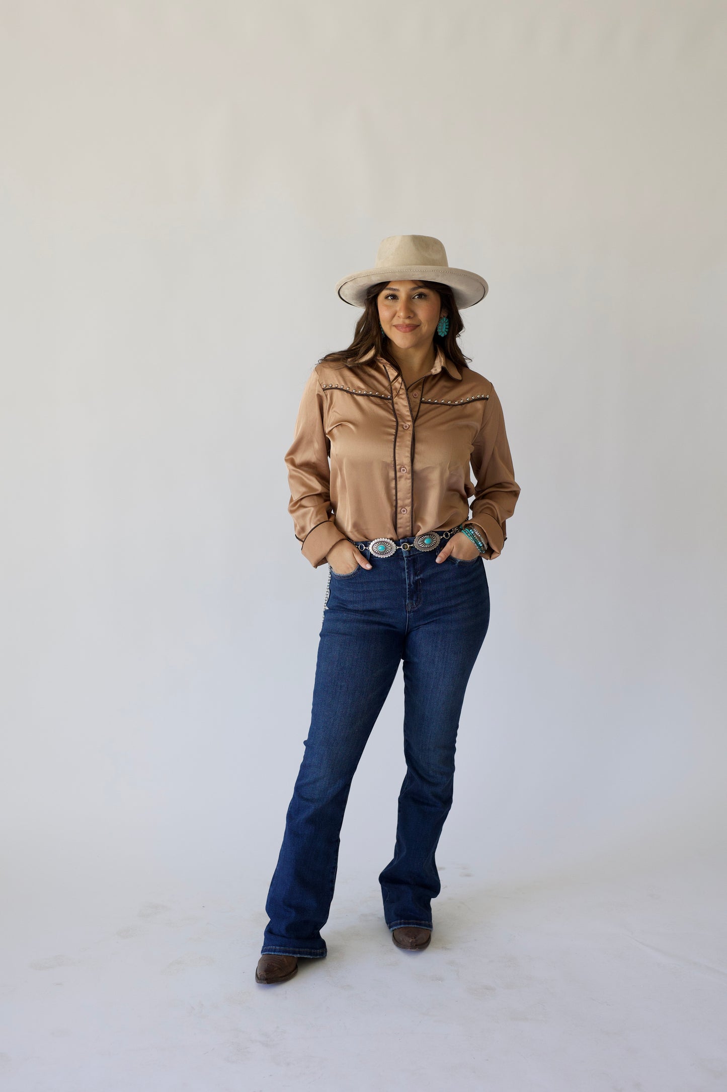 Western Button Up Yoke Blouse