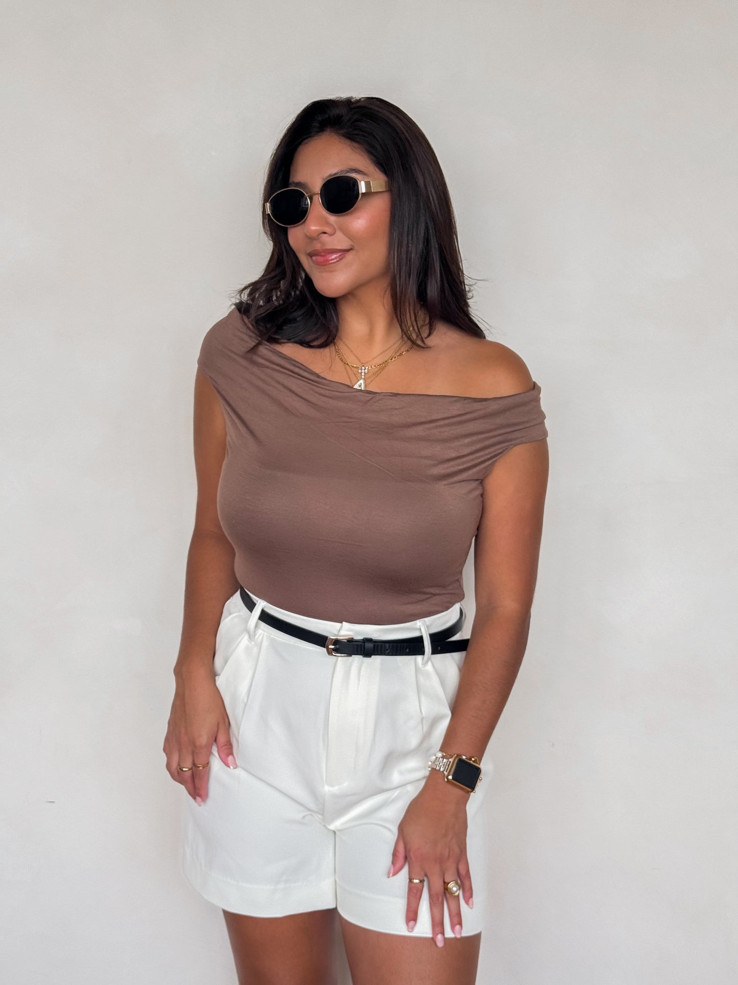 Olivia Off The Shoulder Top (Mocha)