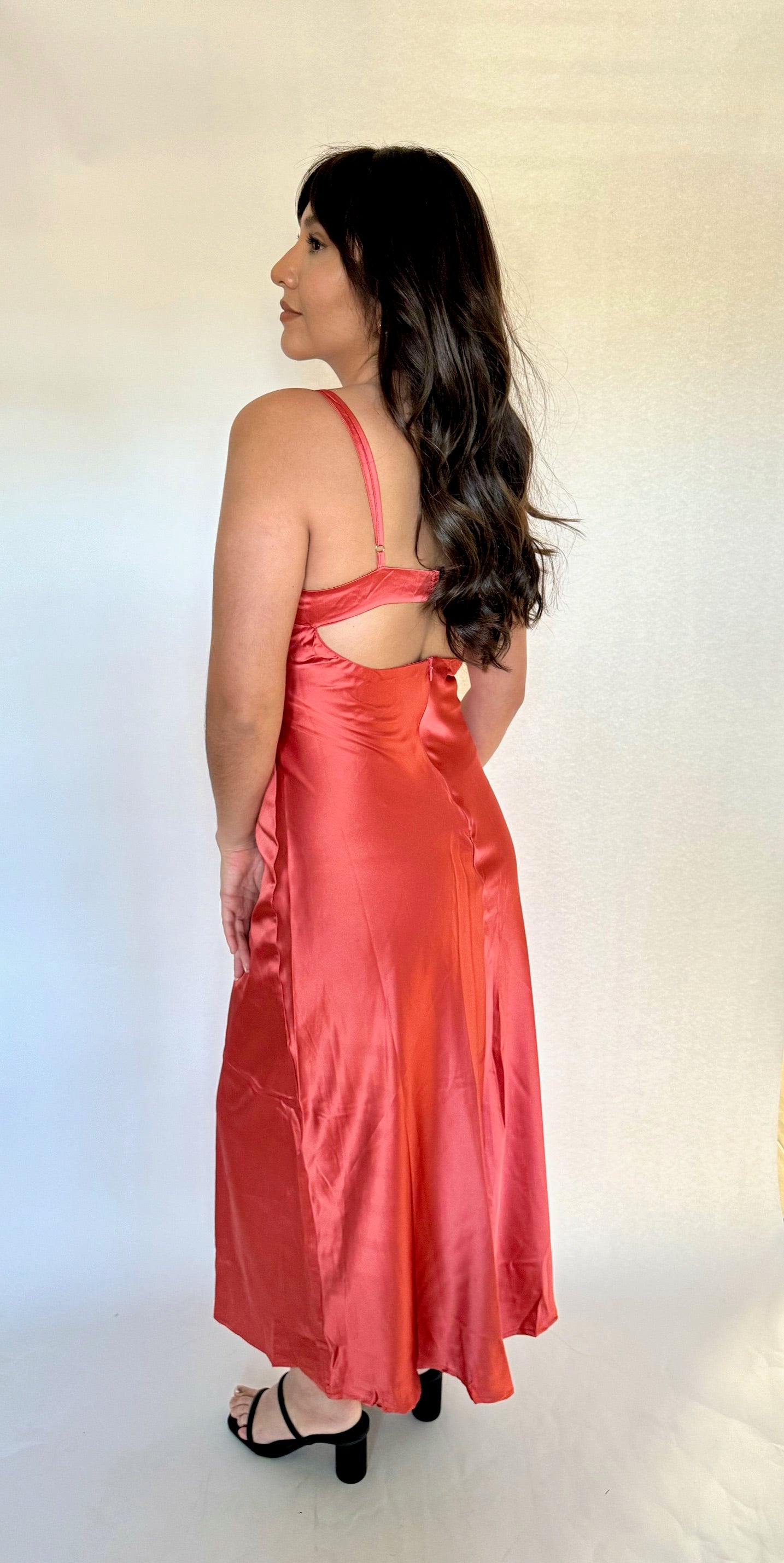 Satin Lace Trim Dress