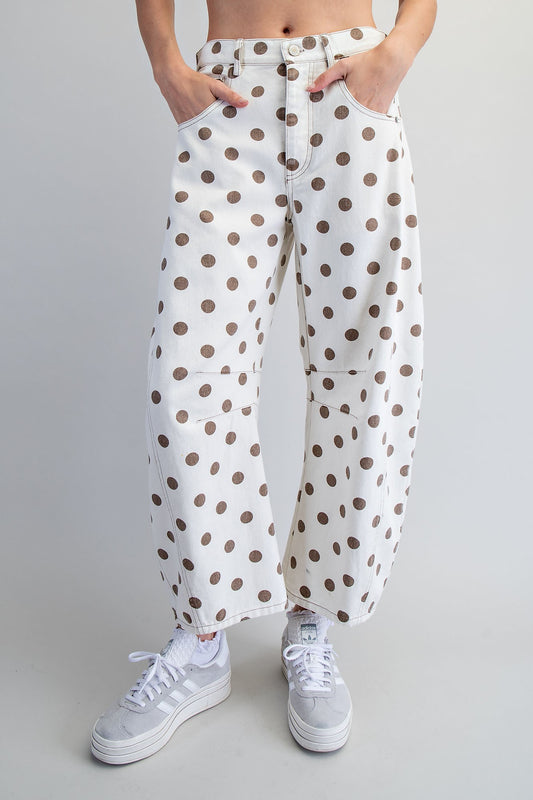 Polka Dot Barrel Jeans