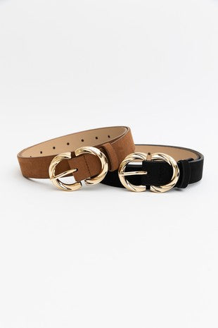 Double C Buckle Suede Belt