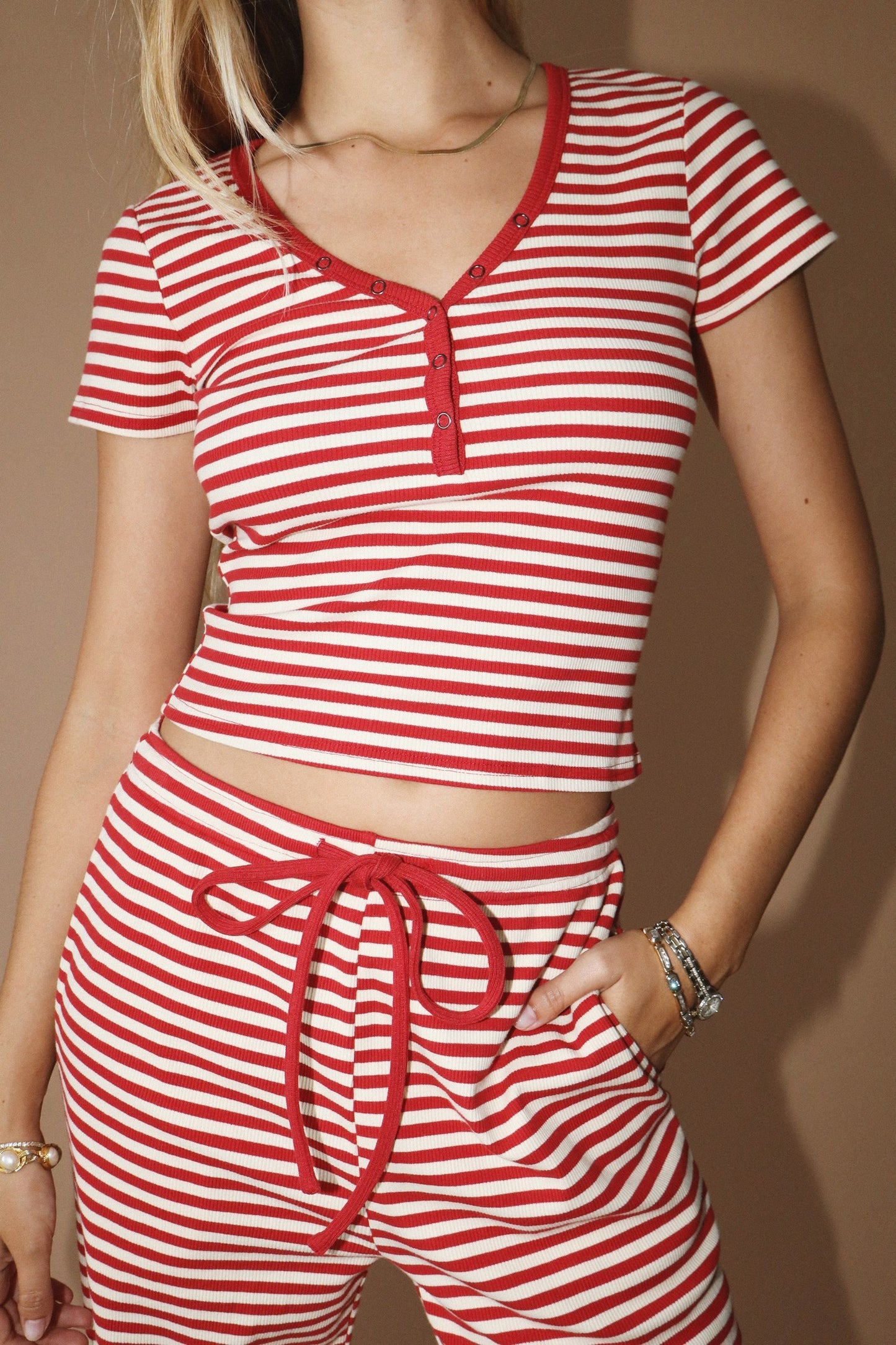 Christmas Striped PJ Top