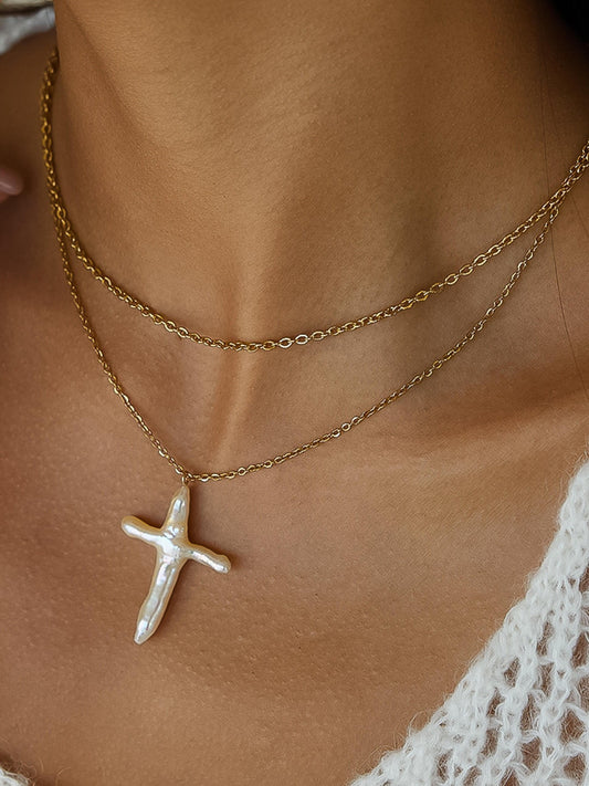 Pearl Cross Necklace