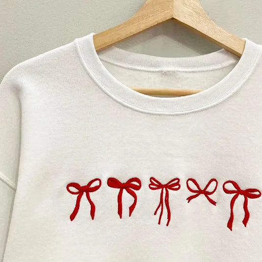 Embroidered Mini-Bow Sweater