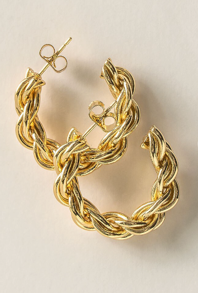 Twisted Gold Half Hoop Earrings