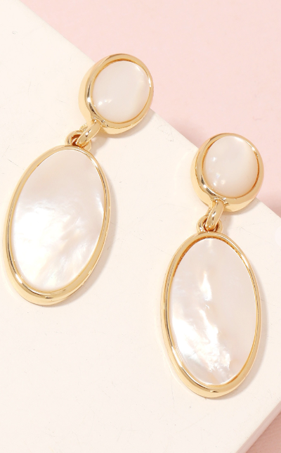 Oval Mother of Pear Earrings