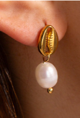 18k Gold Dipped Sea Pearl Earrings