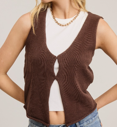 Kelly Vest Sweater (Brown)